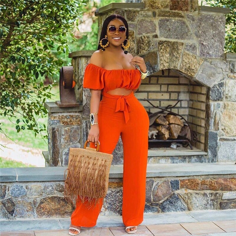 Off Shoulder Cut Out Wide Leg Jumpsuit