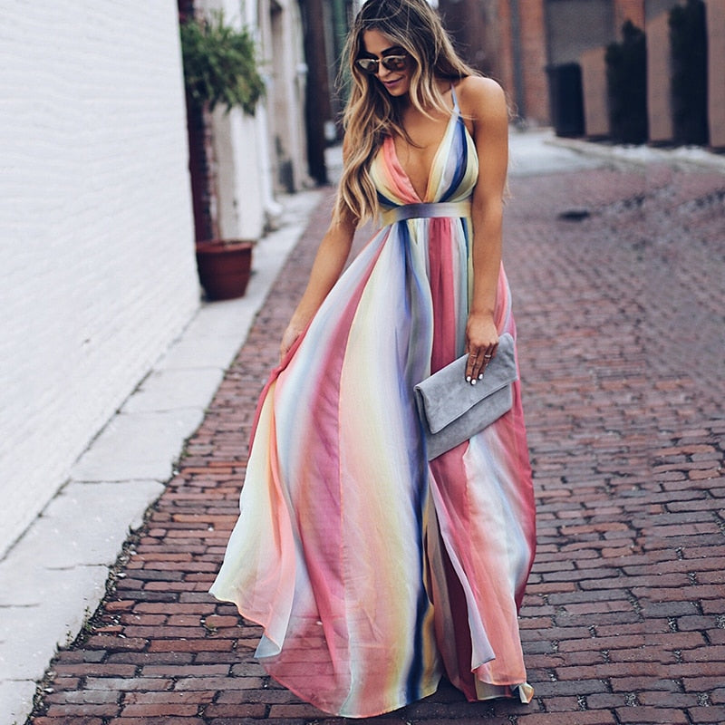 Halter long chiffon dress