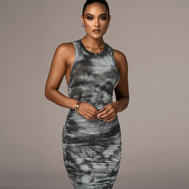 Sleeveless Printed Bodycon Dress