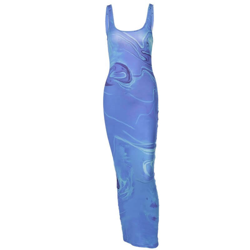 Sleeveless Bodycon Slim Printed Fashion Pencil Long Sundress