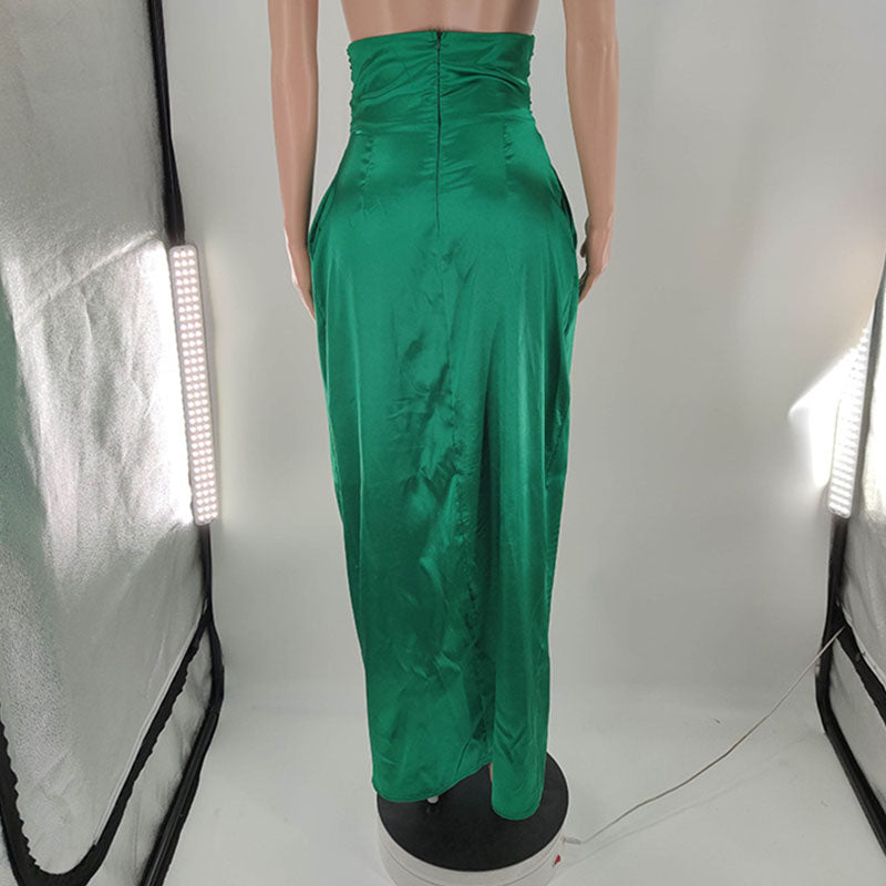 High Waist Silky Satin Skirt