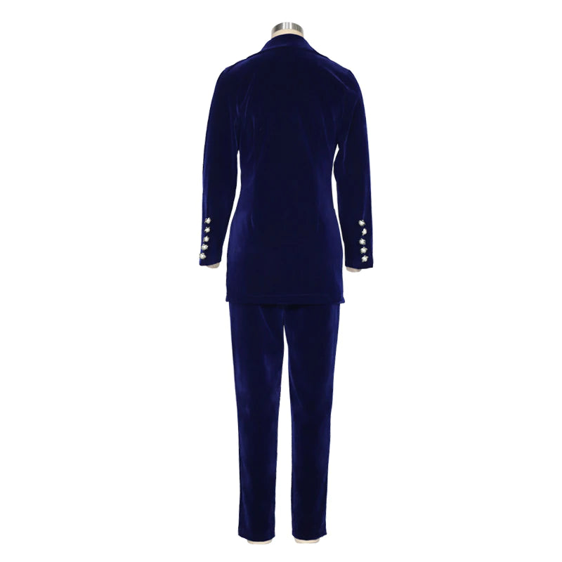 Autumn Winter Notched Full Sleeve Blazers Pants Suit