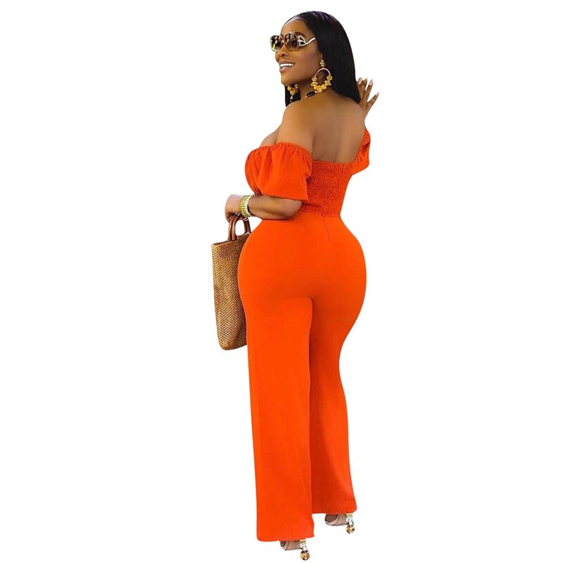 Off Shoulder Cut Out Wide Leg Jumpsuit