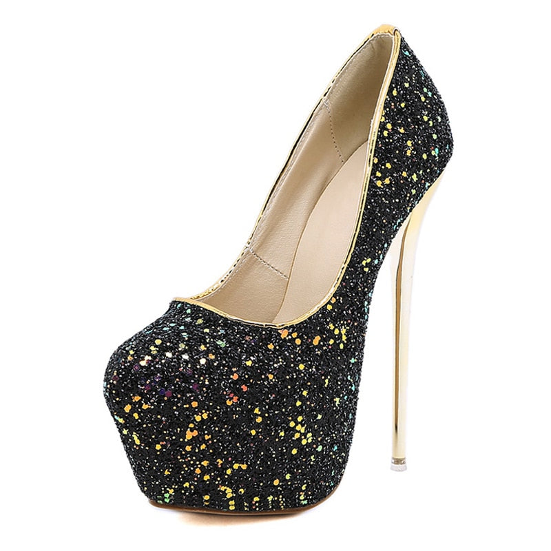 Extreme Sexy High Heels Platform Fashion Bling Sequined Shoes
