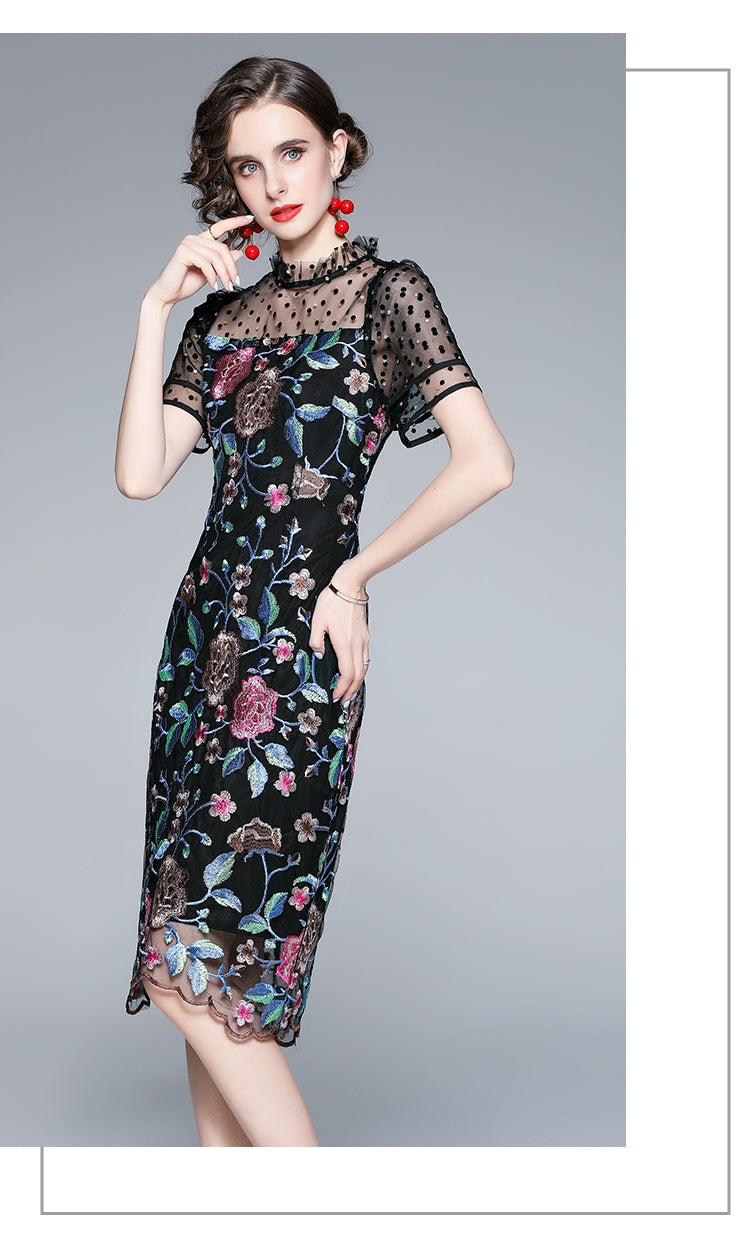 Luxury Embroidery Mesh Dress