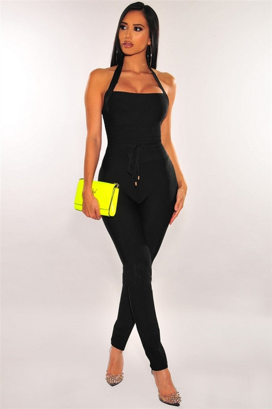 High Quality Black or Khaki  Rayon Bandage Jumpsuit