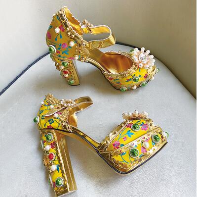 Luxury Crystal Faux-pearl Embellished Platform Sandals