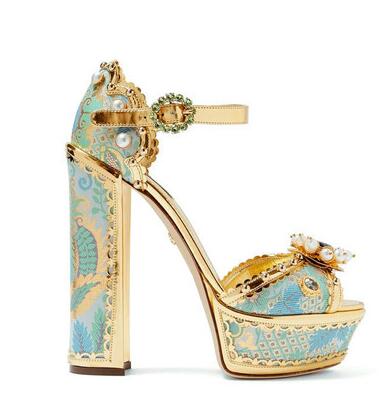 Luxury Crystal Faux-pearl Embellished Platform Sandals
