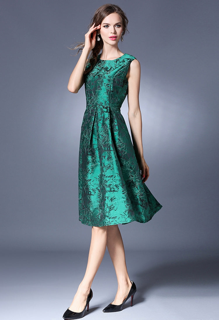 Jacquard Green Dress