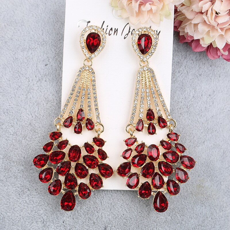 Vintage Hollow Cystal Rhinestone Drop Earrings