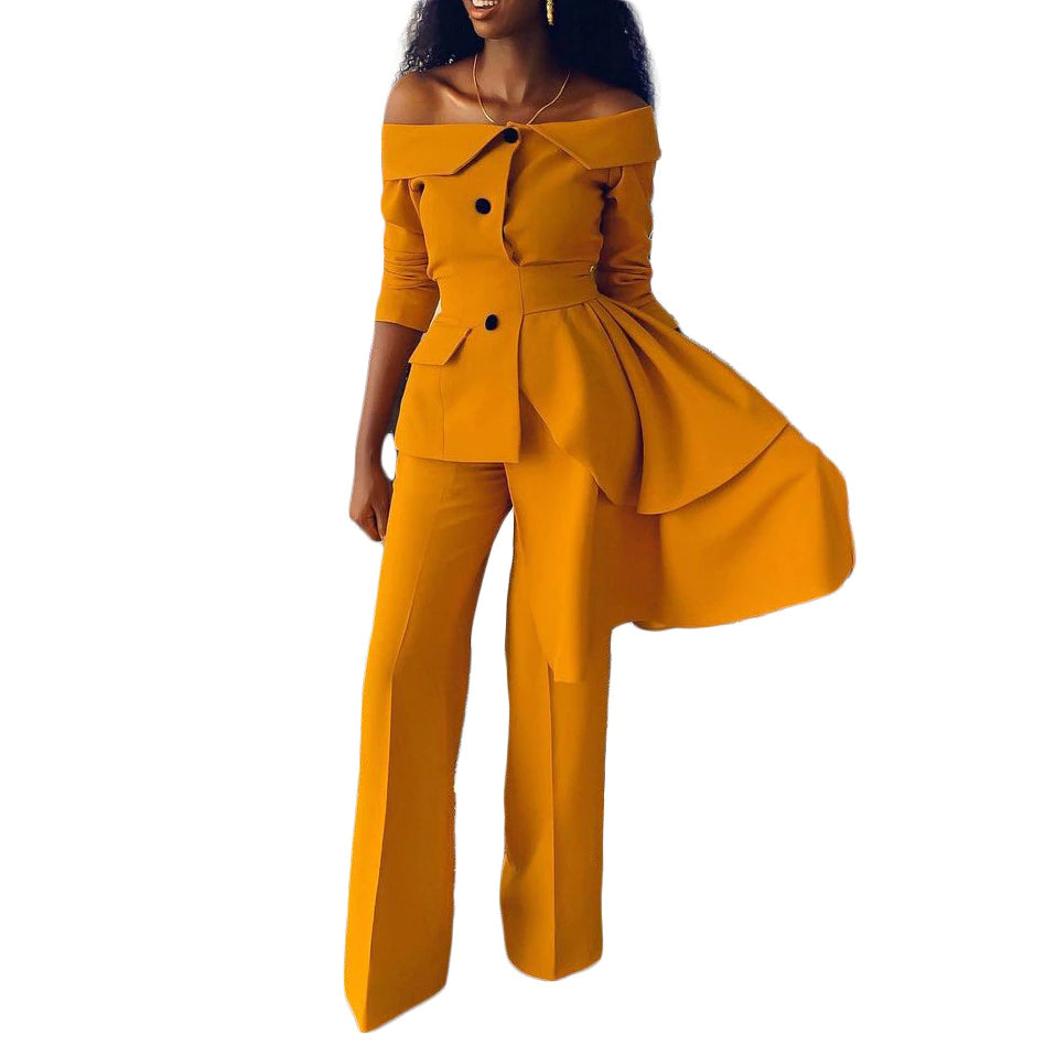 Full Sleeve Off Shoulder Long Sleeve Top And Pant 2 Piece Set