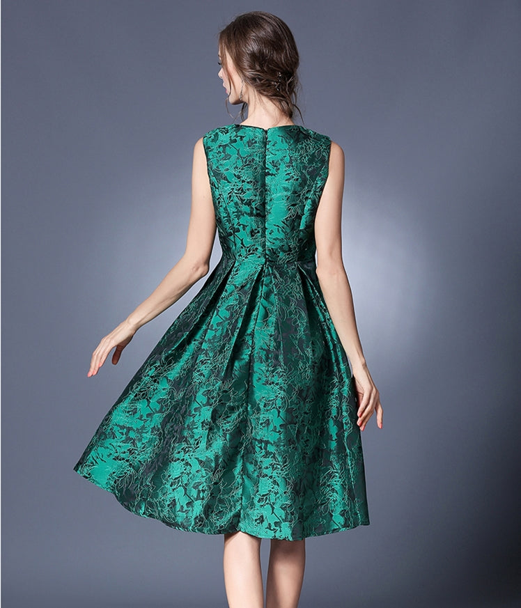 Jacquard Green Dress