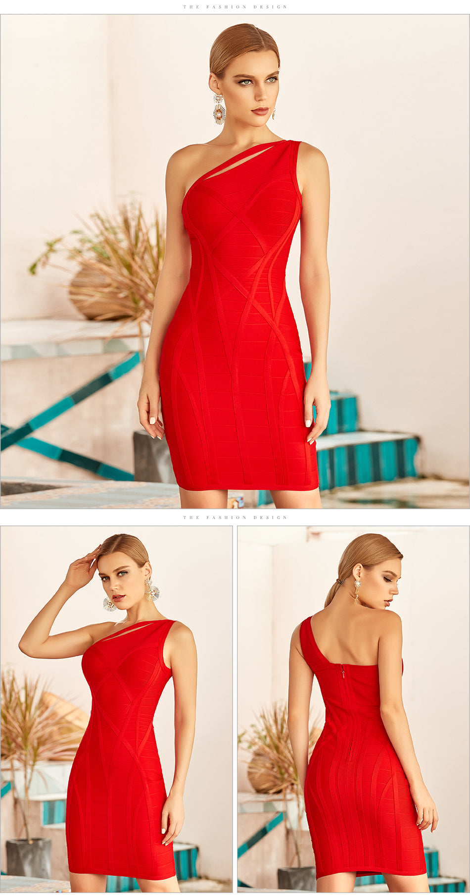 One Shoulder Summer Women Bodycon Bandage Dress