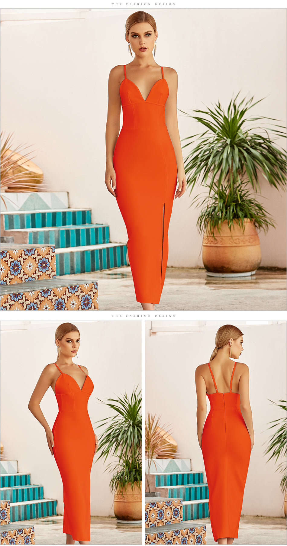 Sexy V Neck Spaghetti Strap Bodycon Bandage Dress