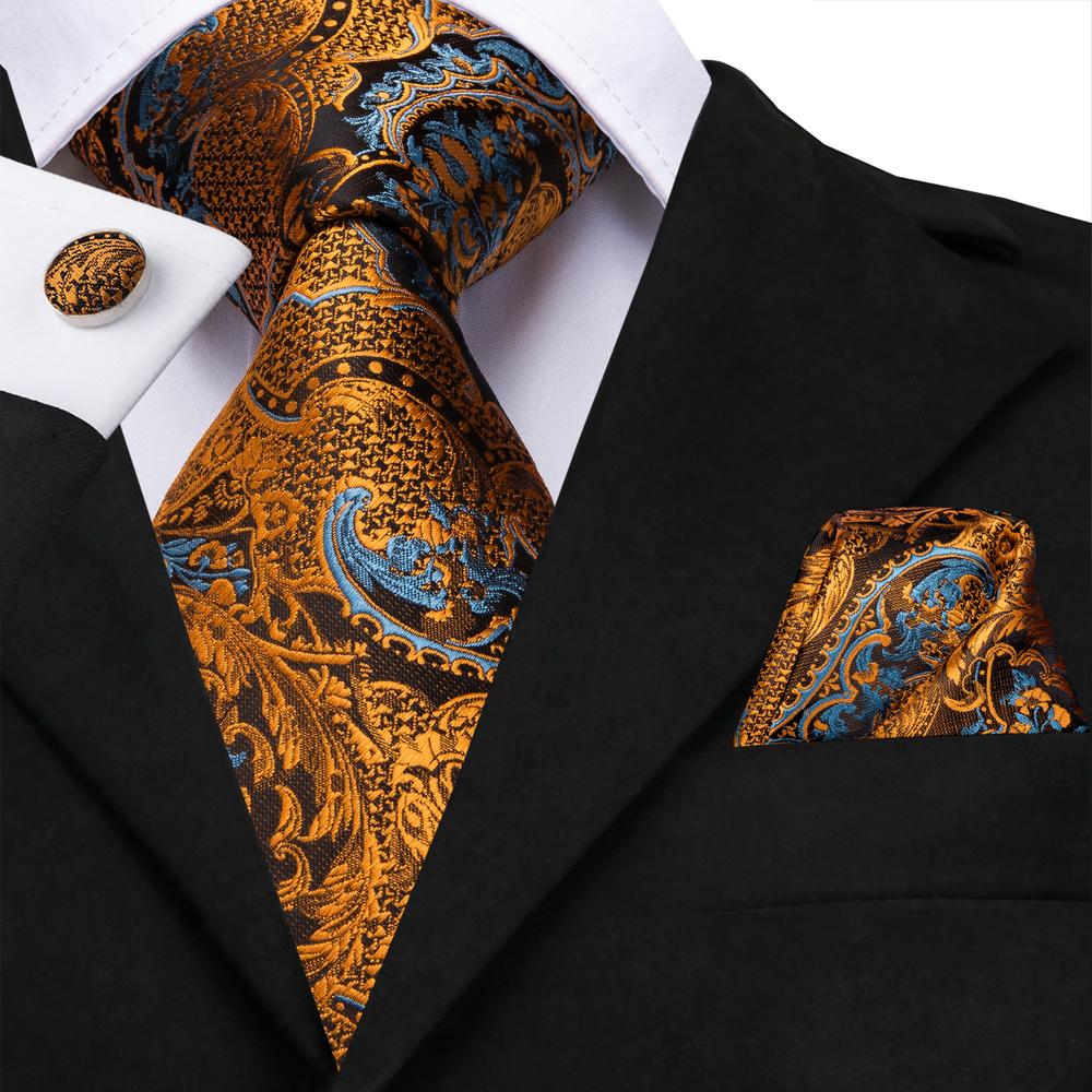 100% Silk Luxury Men's NeckTie Pocket Square Cufflinks Set