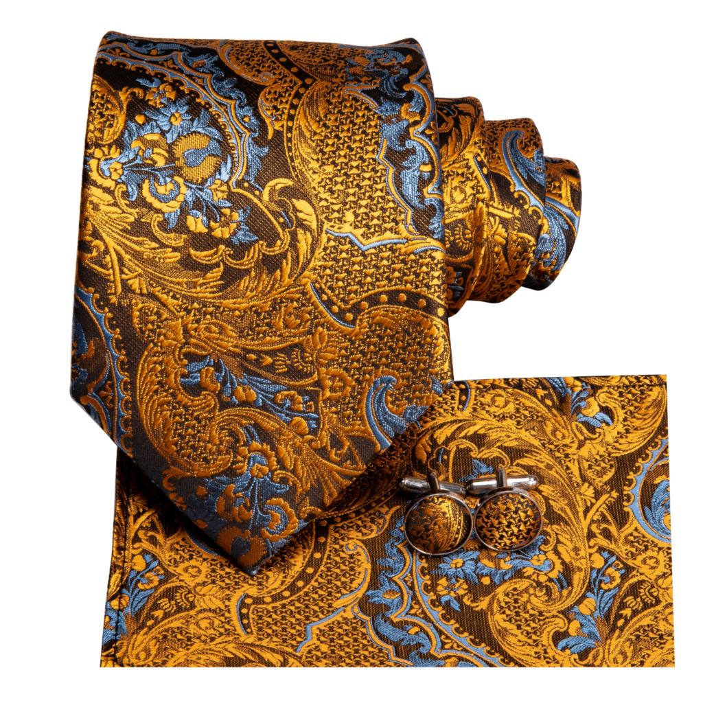 100% Silk Luxury Men's NeckTie Pocket Square Cufflinks Set