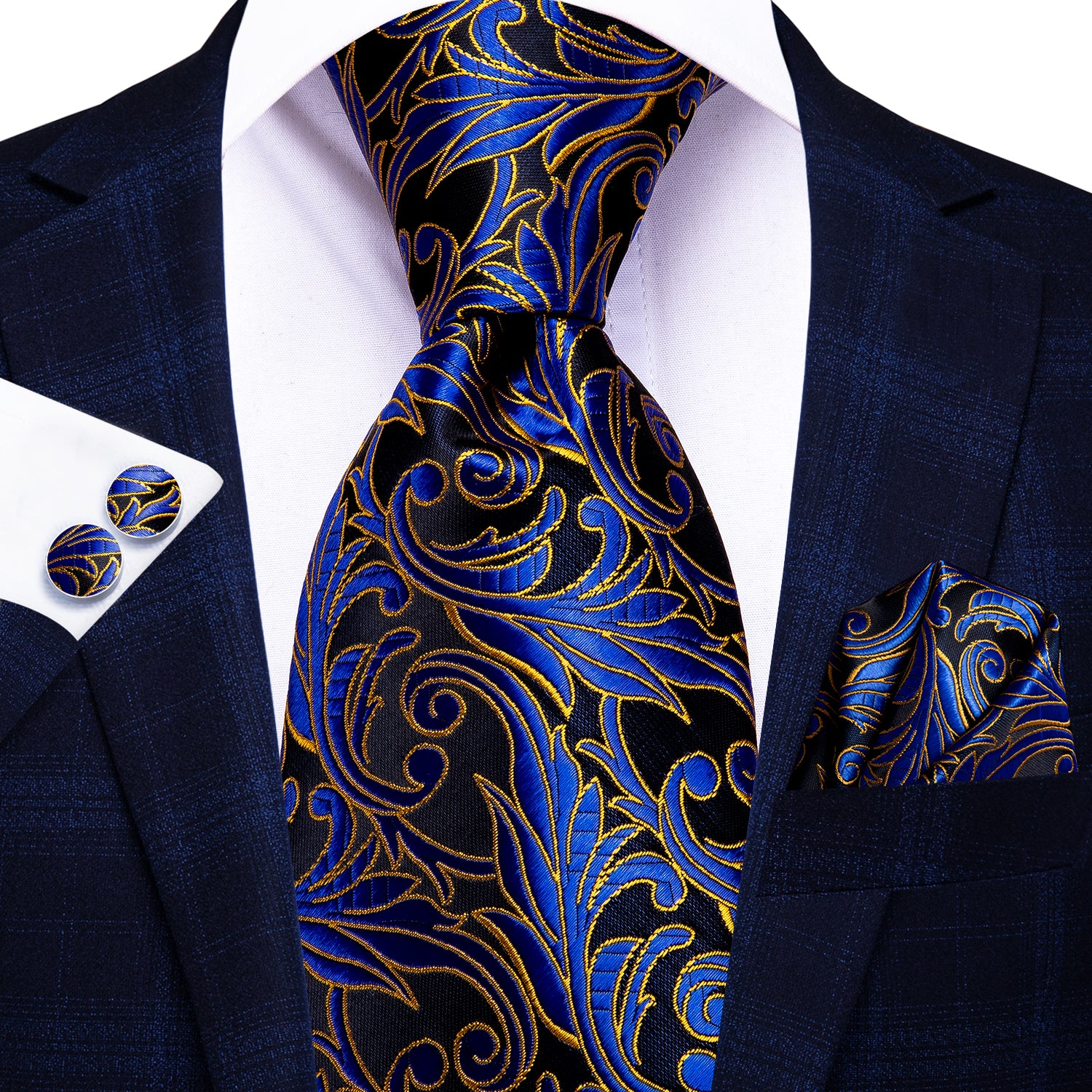 Blue Business Solid 100% Silk NeckTie 8.5cm