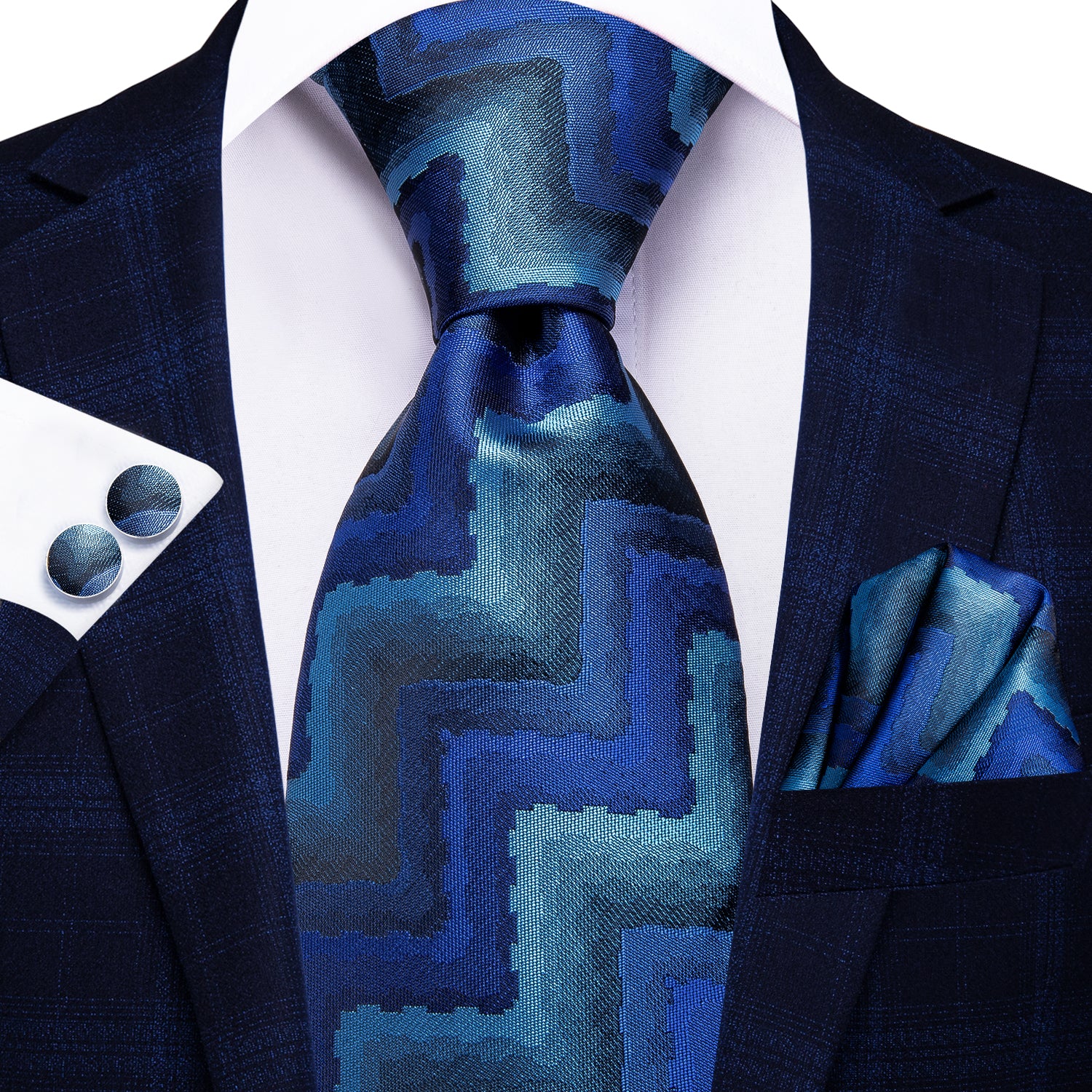 Blue Business Solid 100% Silk NeckTie 8.5cm