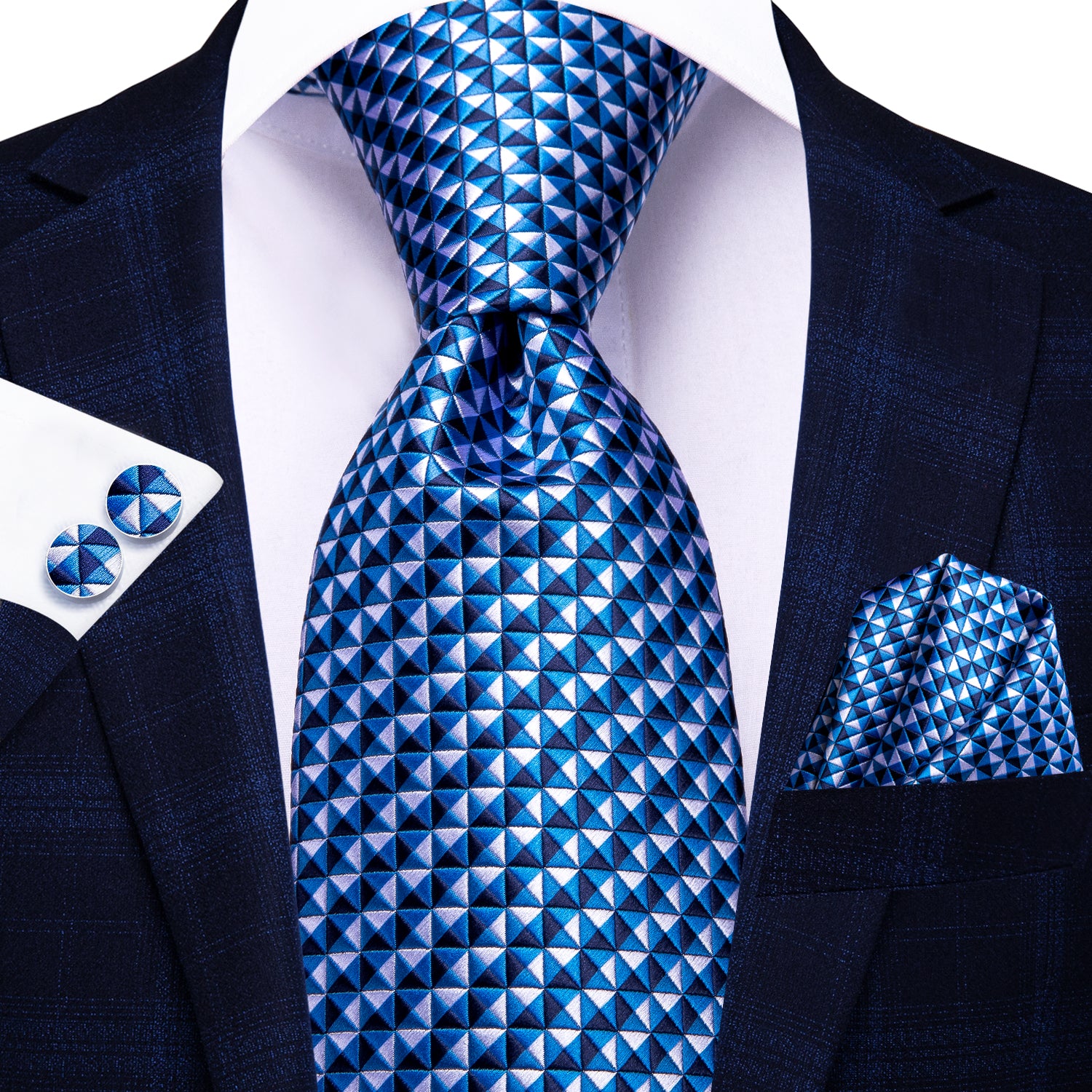 Blue Business Solid 100% Silk NeckTie 8.5cm