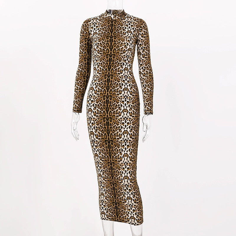 Animal Print Slim Bodycon Sexy Dress