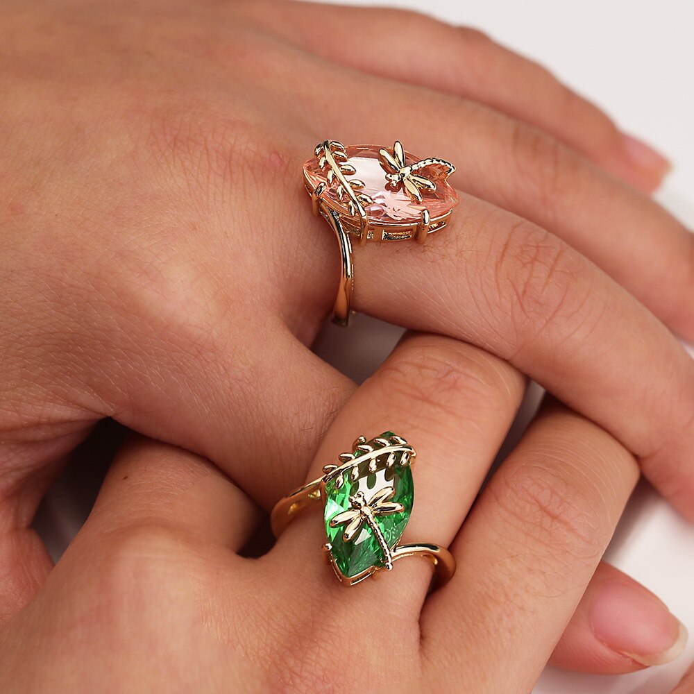 Flying Dragonfly Shaped Decoration Design Women Rings