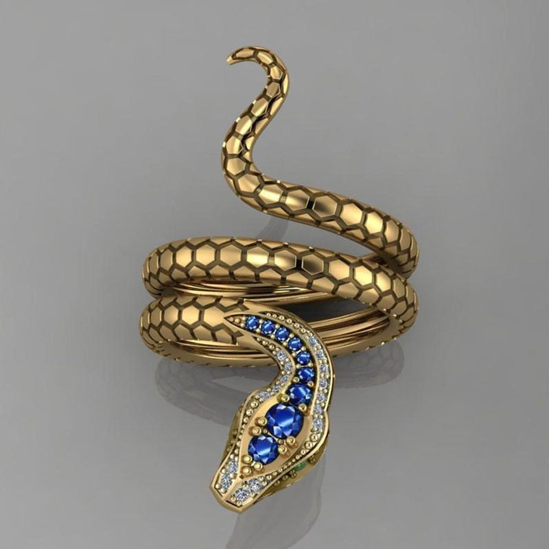 Multicolor CZ Stones  Punk Coiled Snake Rings for Women