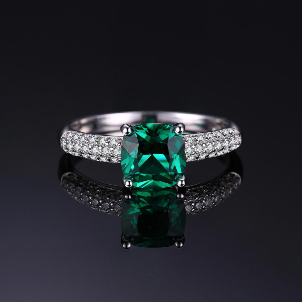 Green Simulated Nano Emerald Ring 925 Sterling Silver