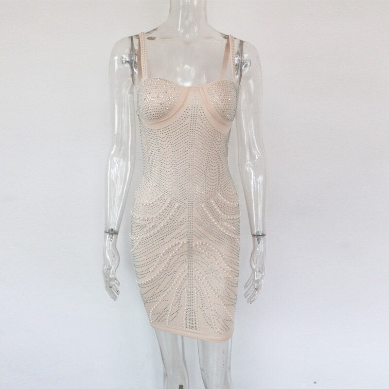 Glitter Pearl Crystal Mini Dress