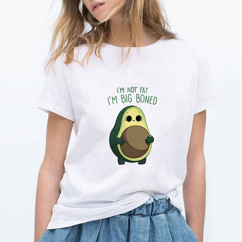 Cartoon Avocado Cat Pattern T Shirt