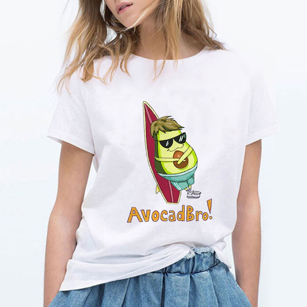 Cartoon Avocado Cat Pattern T Shirt