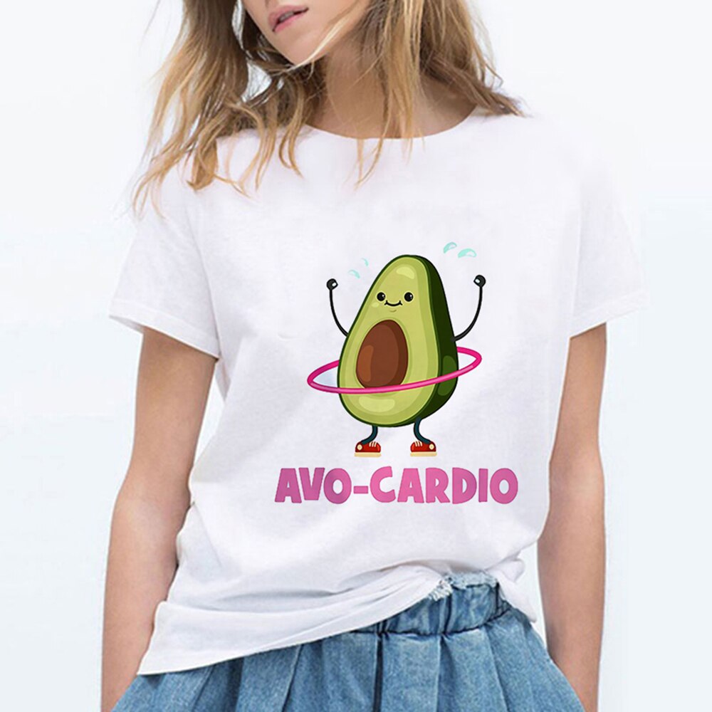 Cartoon Avocado Cat Pattern T Shirt