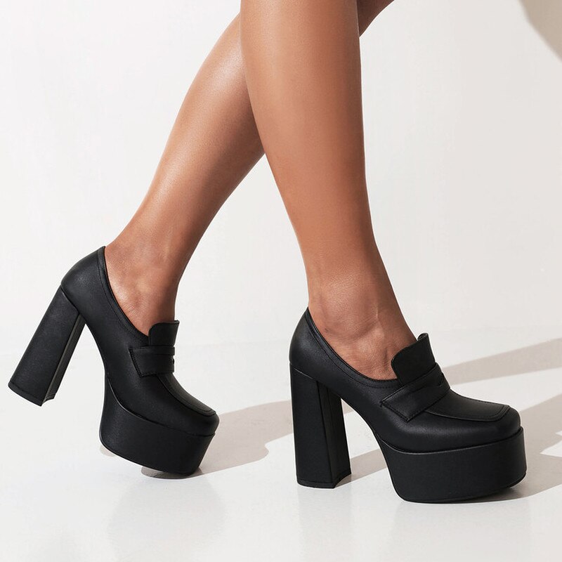 Chic Trendy Chunky Penny Loafers Platform Goth Shoes