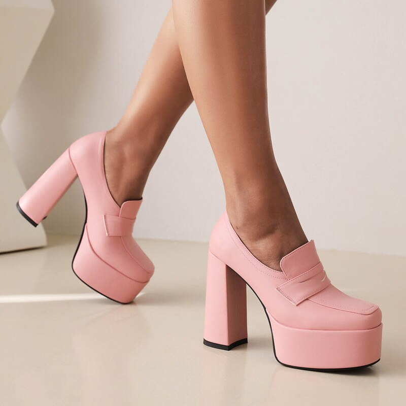 Chic Trendy Chunky Penny Loafers Platform Goth Shoes