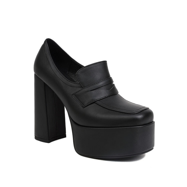 Chic Trendy Chunky Penny Loafers Platform Goth Shoes