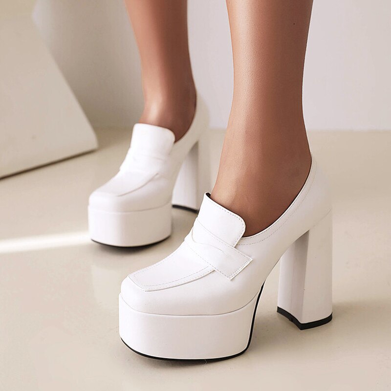 Chic Trendy Chunky Penny Loafers Platform Goth Shoes