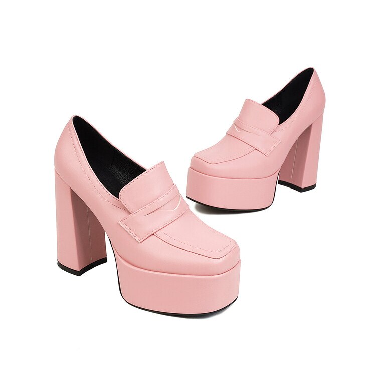 Chic Trendy Chunky Penny Loafers Platform Goth Shoes