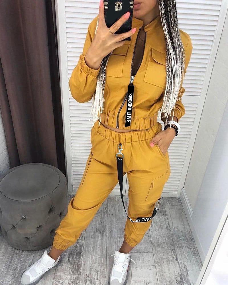 Long Sleeve Zipper Tops & Pants Streetwear Track Suit