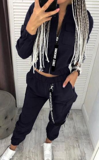 Long Sleeve Zipper Tops & Pants Streetwear Track Suit