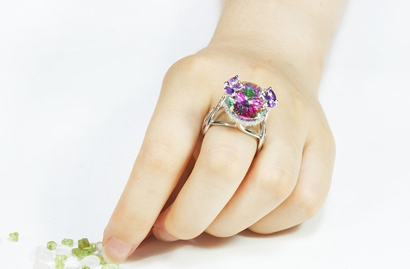 Colorful Crystal Accessories Wedding Engagement Rings