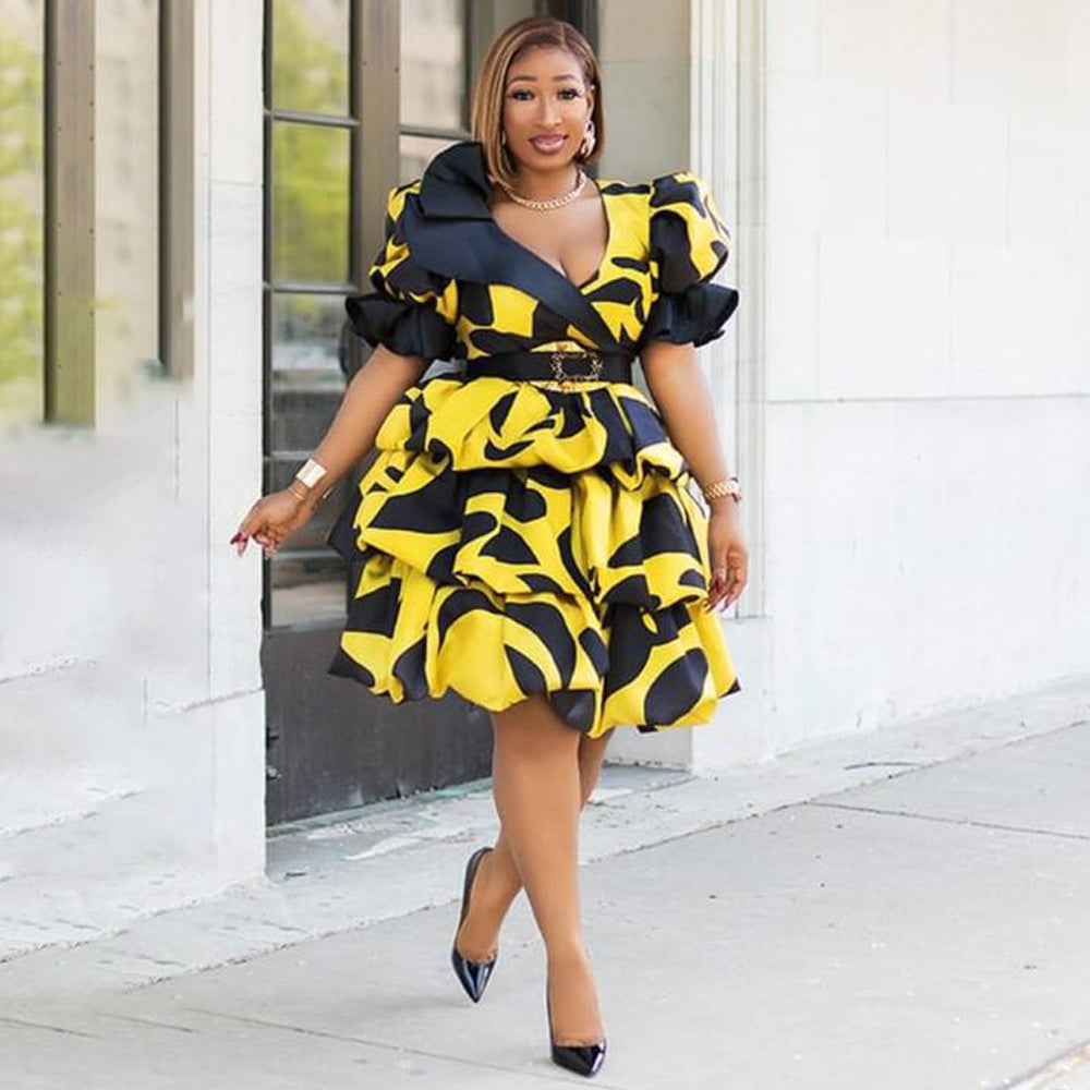 African Print Spring Midi Dress