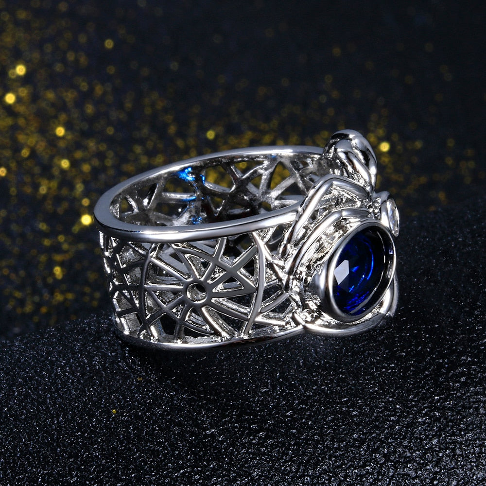 Spider Silver Sapphire Gemstones  Rings