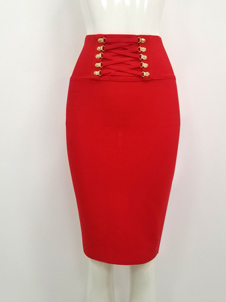 Black Red White Bodycon Bandage Skirt