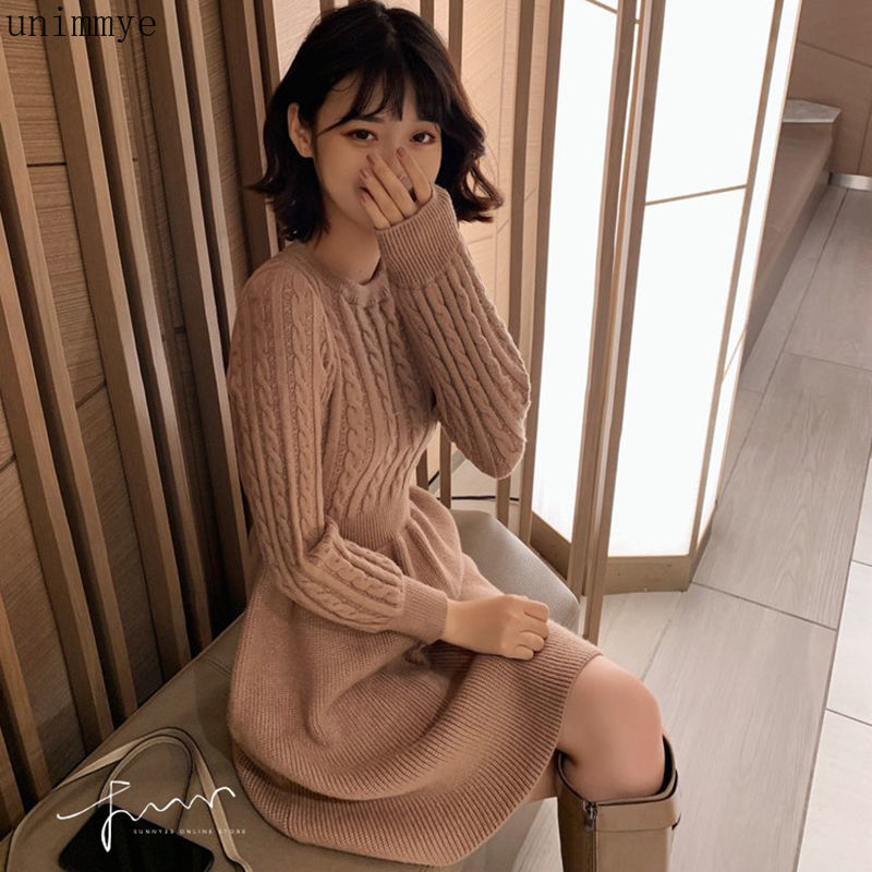 Autumn Winter Long Sleeve Slim Pullover Sweater Dress