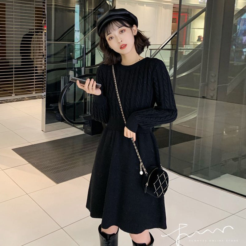 Autumn Winter Long Sleeve Slim Pullover Sweater Dress