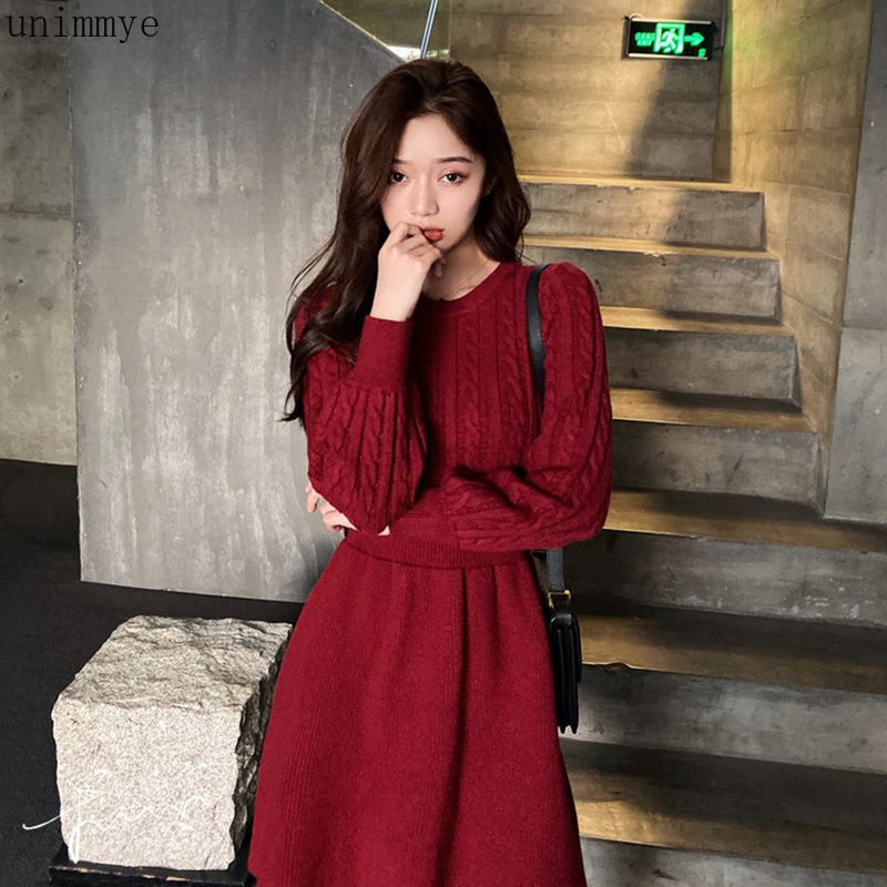 Autumn Winter Long Sleeve Slim Pullover Sweater Dress