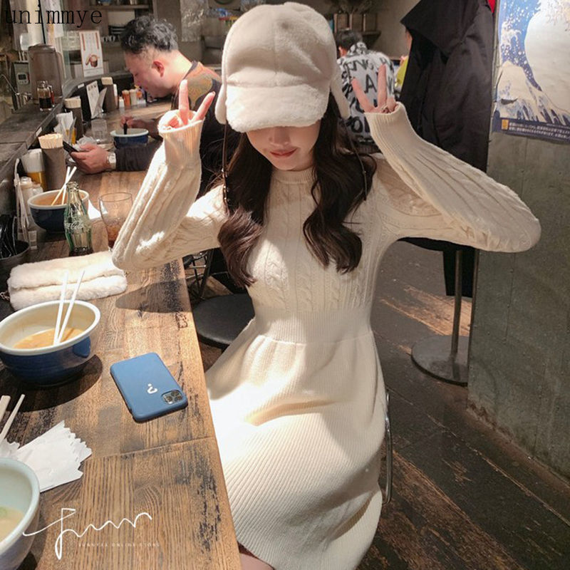 Autumn Winter Long Sleeve Slim Pullover Sweater Dress