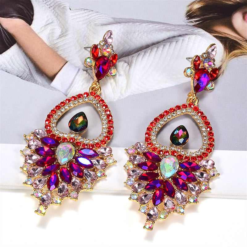 New Design Colorful Glass Crystal Metal Drop Earrings