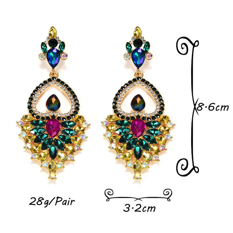 New Design Colorful Glass Crystal Metal Drop Earrings
