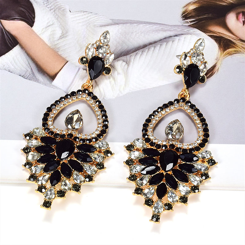 New Design Colorful Glass Crystal Metal Drop Earrings