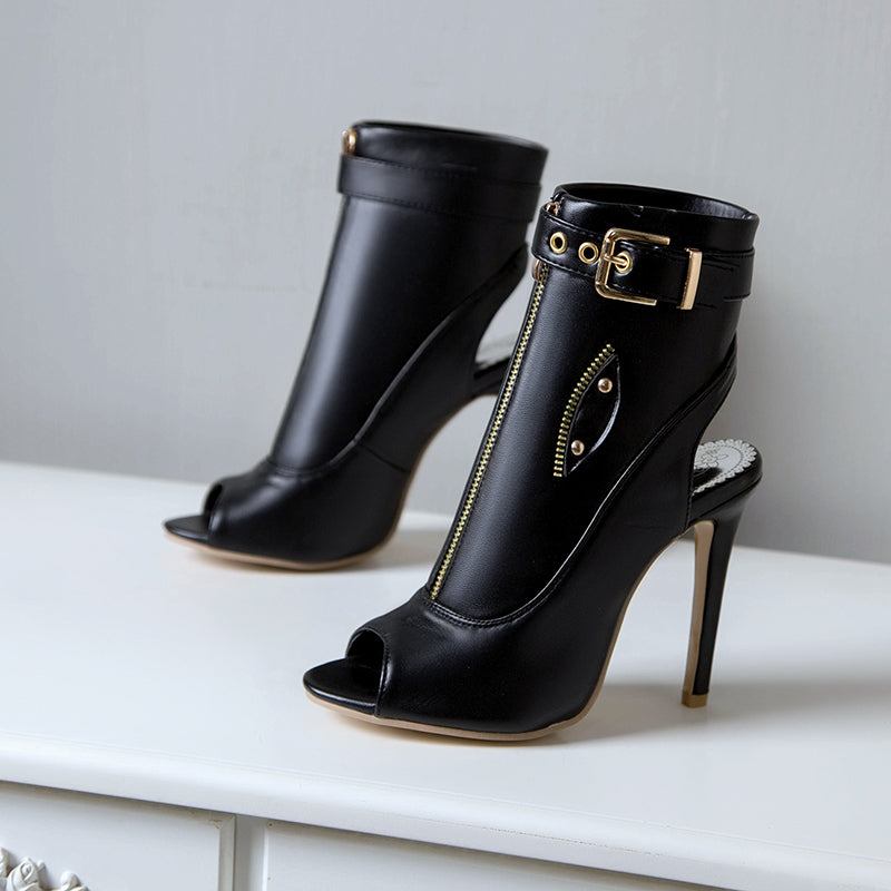 Fashion Buckle Open Toe Summer Ankle Boots